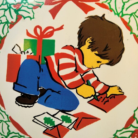 Ceramic Tile Little Girl Boy Sending Holiday Mail Vintage Christmas Trivet JASCO - Picture 4 of 7